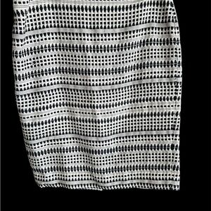 LOFT Black and White Knee-Length Pencil Skirt